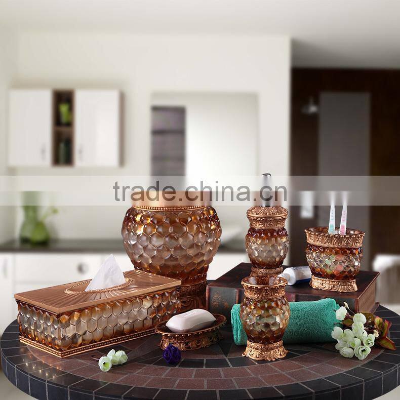 6 Pcs resin elegant Bathrooom Accessories Set, wedding gift bathroom accessory set