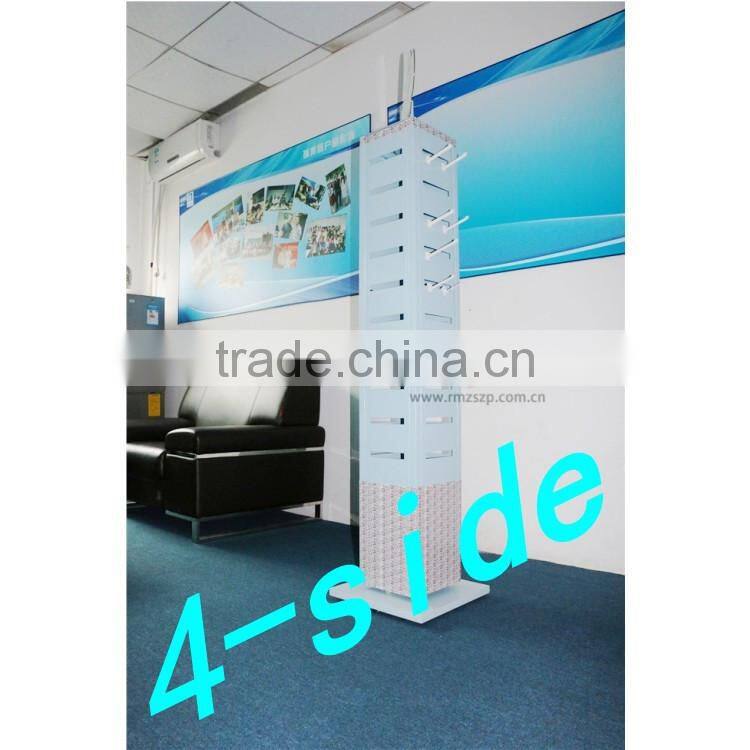 Spinning 4-side multi-tier metal trough plates hook shelfs