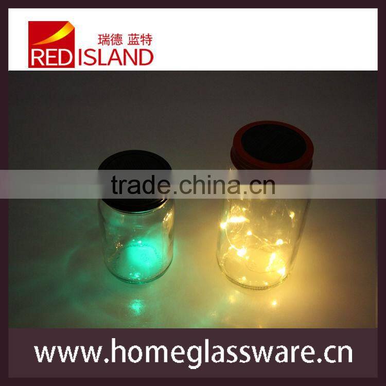 400ML luminous glass mason jar with metal lid