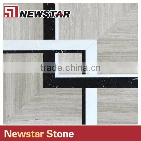Newtar Cheap Black Nero And White Floor Waterjet Marble Tile Medallion Mosaic