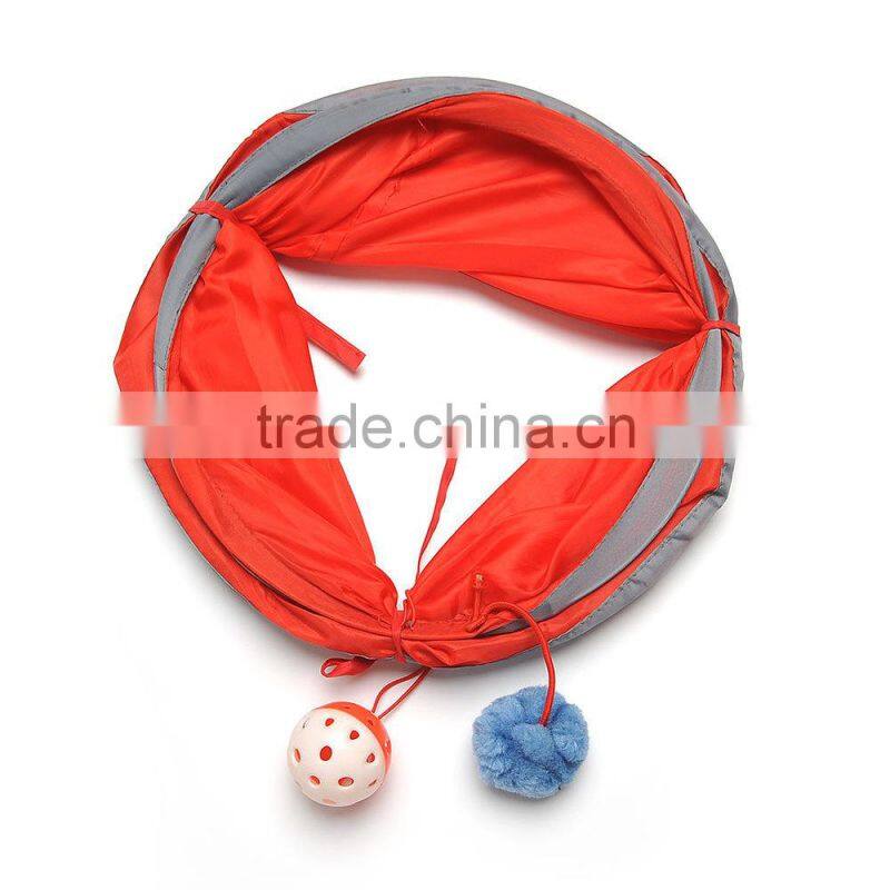 Pet Cat Kitten Small Foldable Collapsible Tunnel Dangling Bell Play Toy