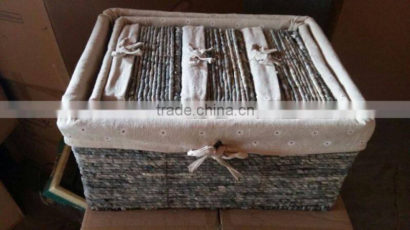 ECO-Friendly Woven Storage Basket, With Cotton Bag