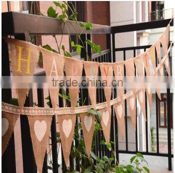 happy birthday decorative jute flag banner