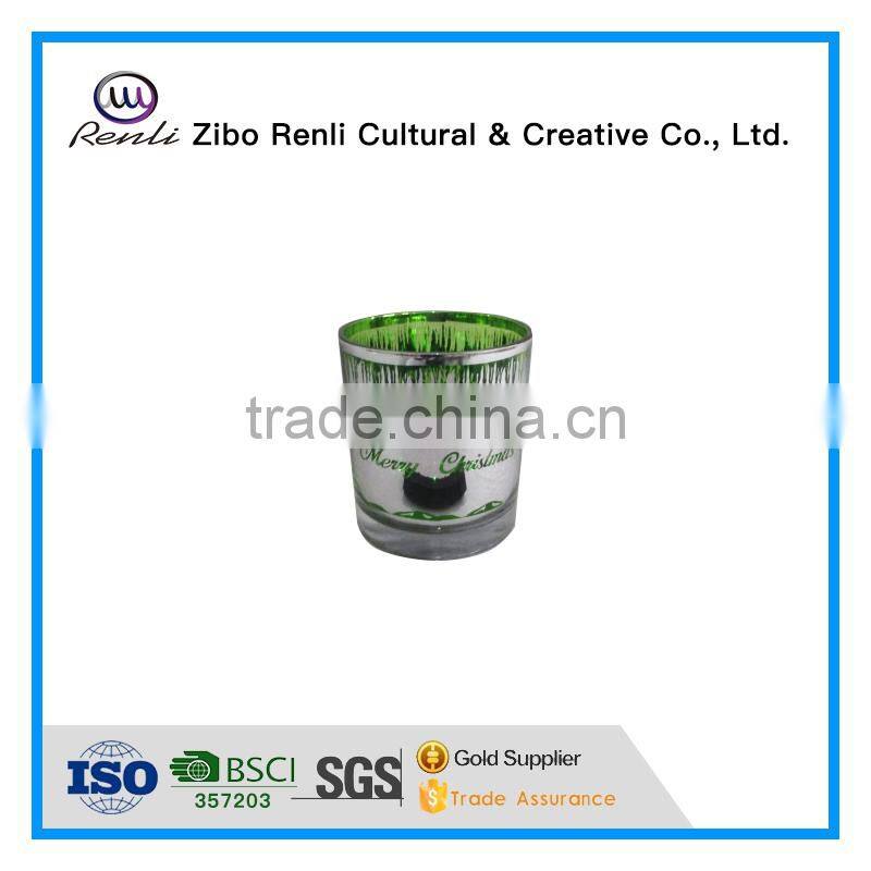 Electroplated Design Decorative Glass Votive Candle Holder Christmas
