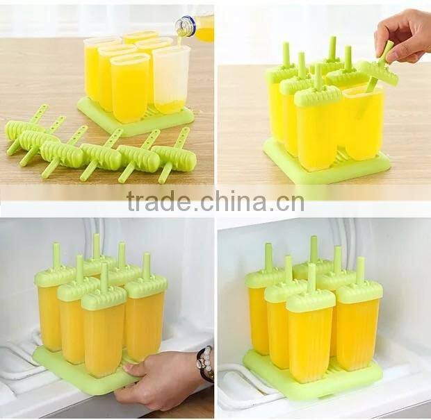 Factory Produce Groovy Pop Molds 6pcs Set PP Plastic Popsicle Ice Mould