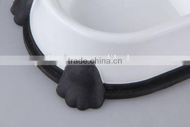 New design Plastic slip-resistant oval pet bowl with rubber bottom/dog bowl