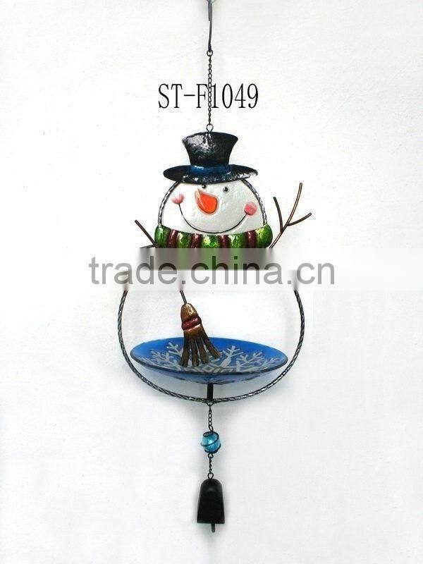 Stained Glass bird feeder with wind chimes