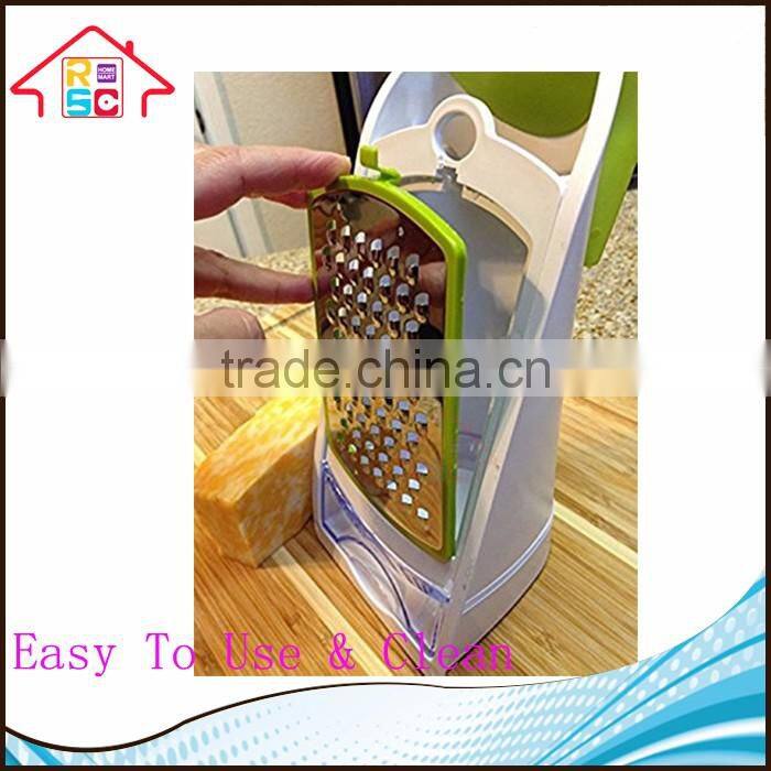 NBRSC New Design 3 In 1 Grater And Container Vegetable Cheese Grater With Interchangeable Stainless Steel Blades