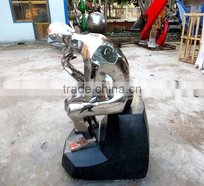 Stainless steel mirror surface The Thinker statue for sale