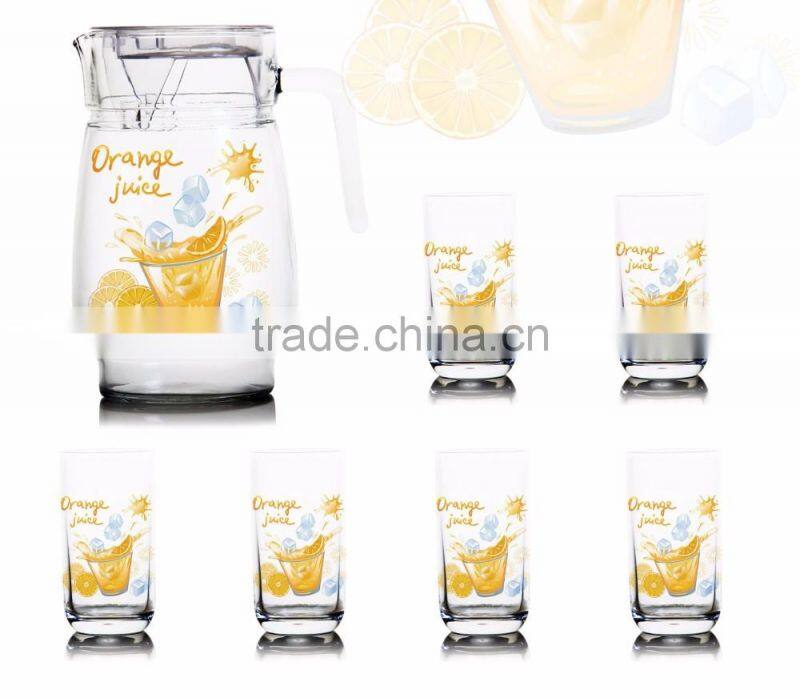 1300ml 1000ml halloween christmas fruit color printing jug set and water glass jug set and glass Carafe and decanter