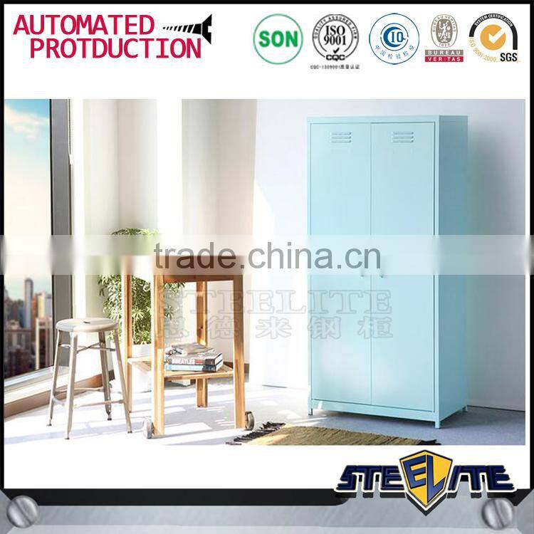 Hanging clothes storage cabinet 2 door steel locker wardrobe