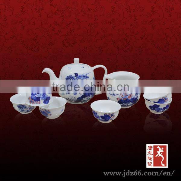 Blue and white design high quality hand painted ceramic tea set hand made bone china