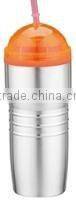 600ml/700ml stainless steel Inner plastic outer steel double layer cup with straw