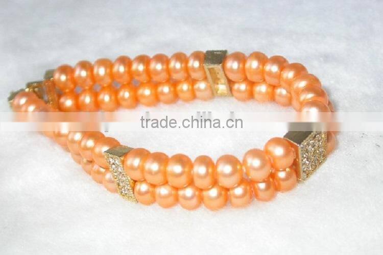 price 7-8 mm button shape pink freshwater pearl bracelet