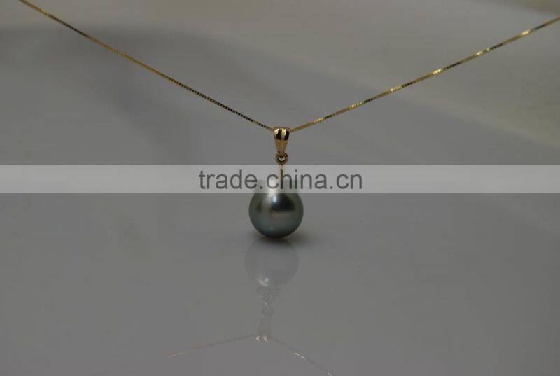 new design gold pendant peacock green10-11mm TahitIan pearl