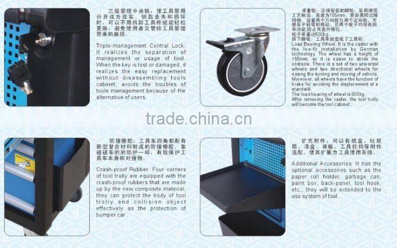 Ten drawers medium tool trolley /tool box with castor