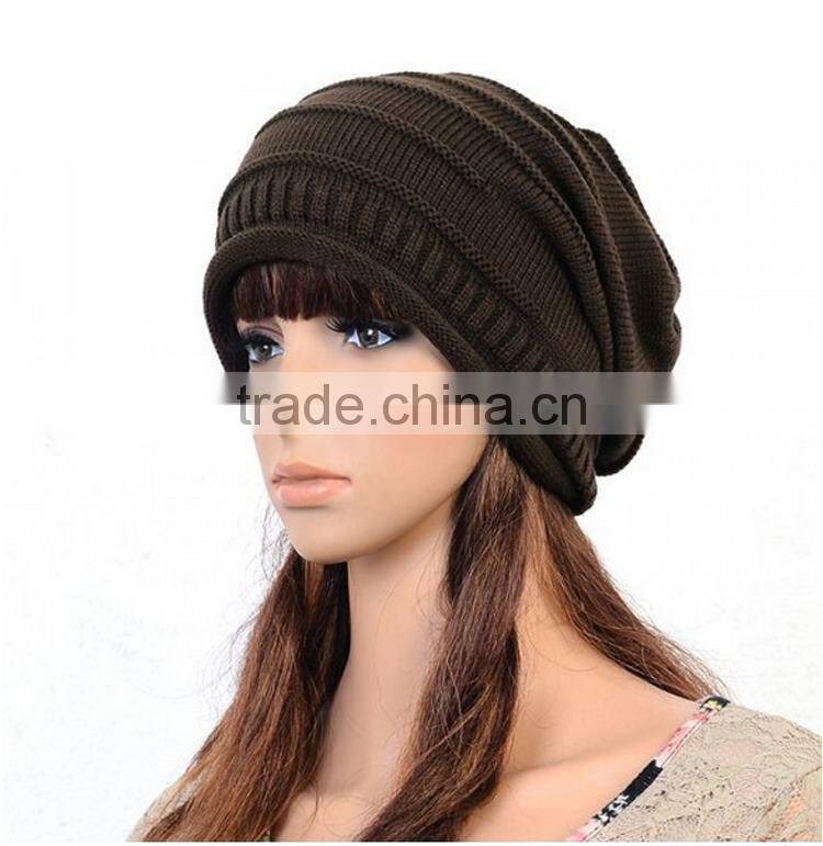 Cheap Knitting Wool Hip Hop Women Winter Knitted Beanie Hat