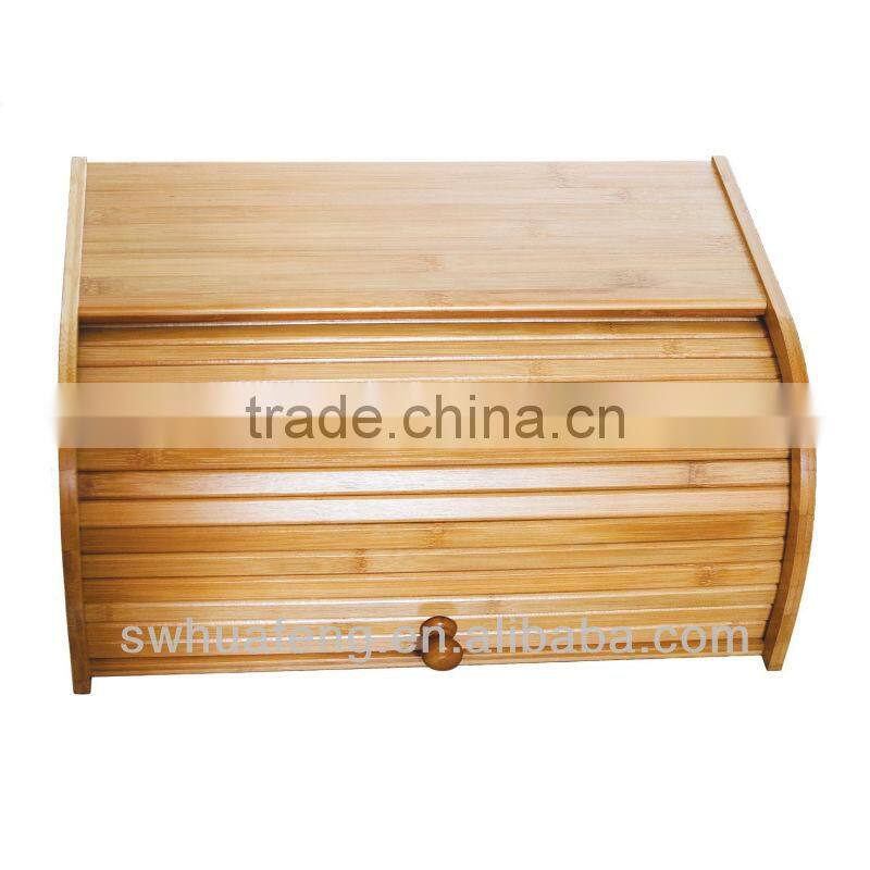 Fashion natural bamboo bread box with lid