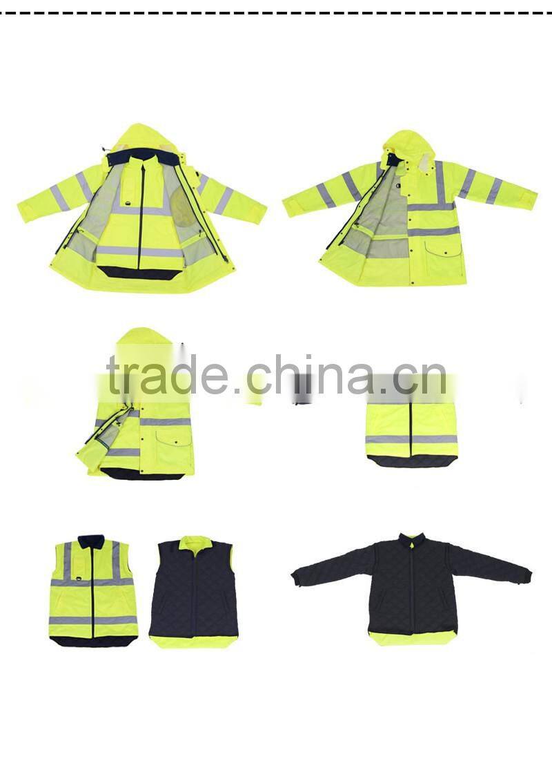 Polyester Fabric With PVC Coating High Visibility Reflective Rain Coat