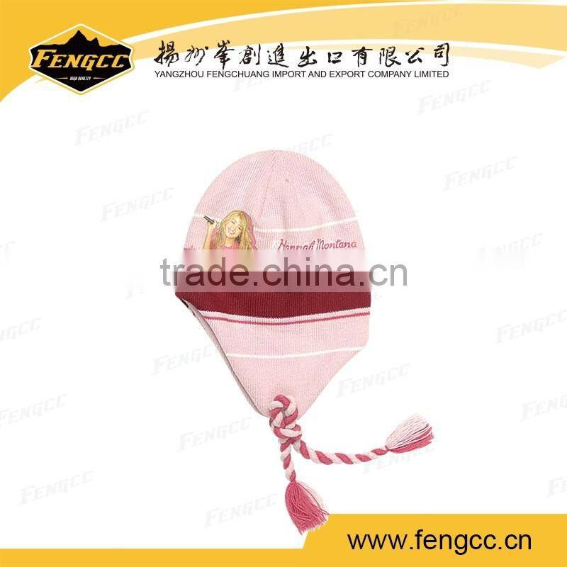 Jacquard Knitted warm winter ski hats for kids children women beautiful design