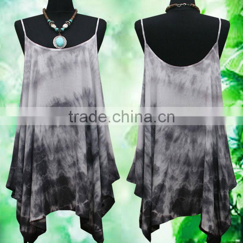 2015 wholesale sexy ladies irregular summer oversize Gypsy TIE DYE Beach Spaghetti Tank top