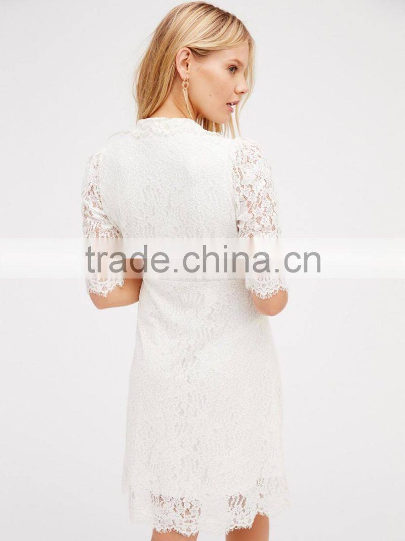 Hot Selling short white lace dress Wholesale from Factory supply