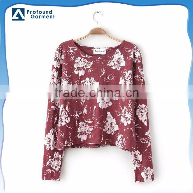 new fashion clothing 2016 latest design printed sweatshirt fabric women custom crewneck all over print hoodies manufacturer
