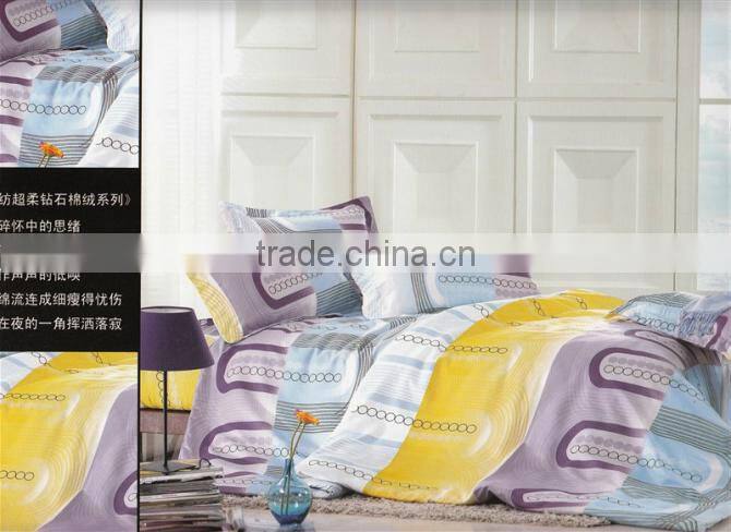 100%polyester digital printed daisy design diamond velvet wedding bedding set