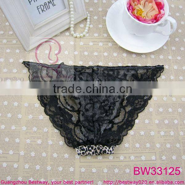 Sexy wild ladies leopard bikini undergarment with back transparent