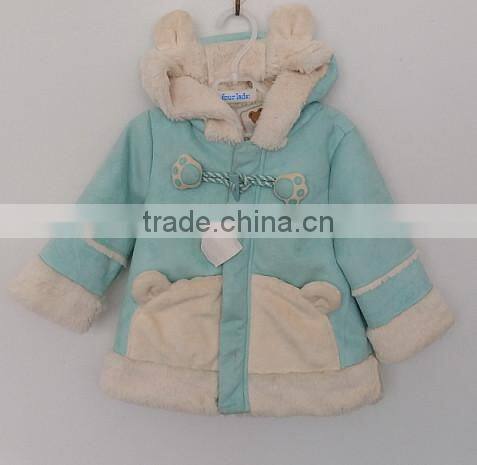 2016 cute baby girl little bear faux fur over coat