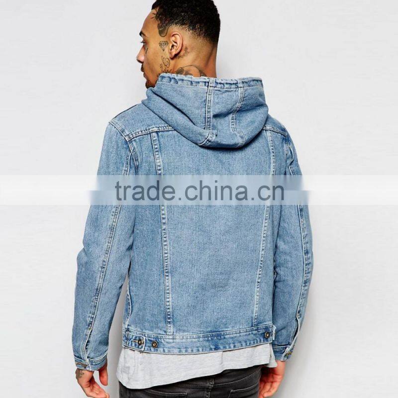 fashion denim jacket With Hooded Anorak Jacket With pocket great quality