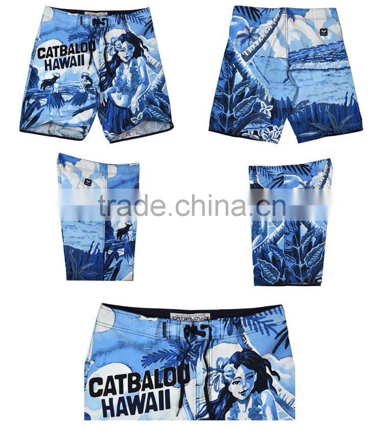 hawaii style sublimation print fabric men's board shorts