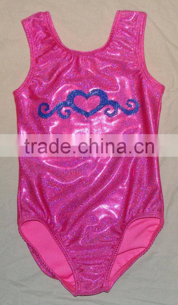 gymnastics leotard fabric pink twinkle with Royal blue heart