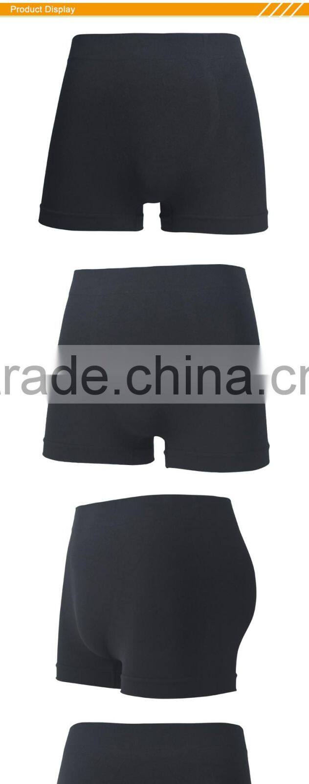 HSZ-0025 China Manufacturer 2017 Mens Hot Plain Printed Black Boxer Briefs Sexy Tight Seamless Underwear Men Elastic