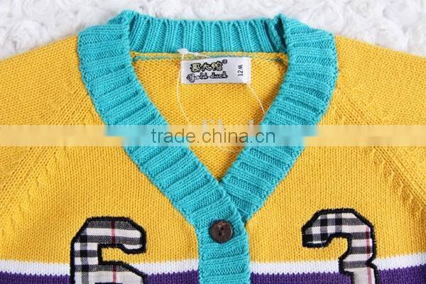 High quality kids winter sweater boys stripe cardigan