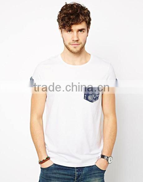 custom men short sleeve cotton t shirt with printed pocket Wholesale