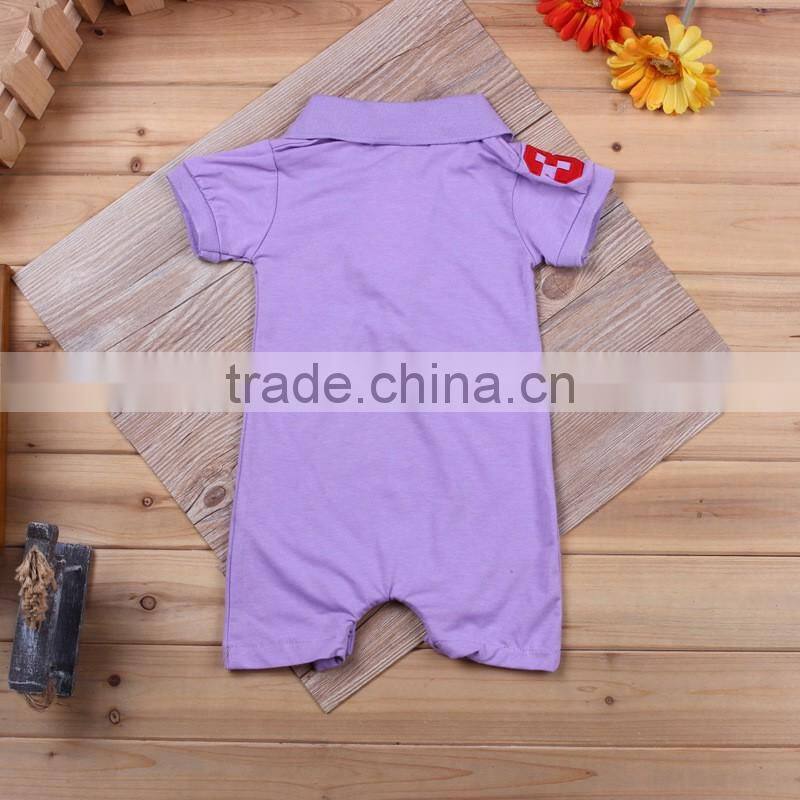 Many Colors Small Lapel Short Sleeve Baby Boy Apparel Clothes Set Romper