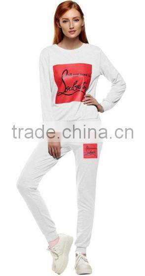 women printed Hoodie Pants Suit Two Piece gtm Tracksuit Set with fleece