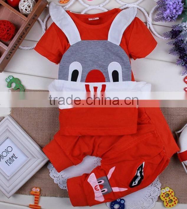 Girls sweet cotton outfit rabbit suit for Spring toddler cotton clothes set boutique kids outfits wholesale clothing in stock