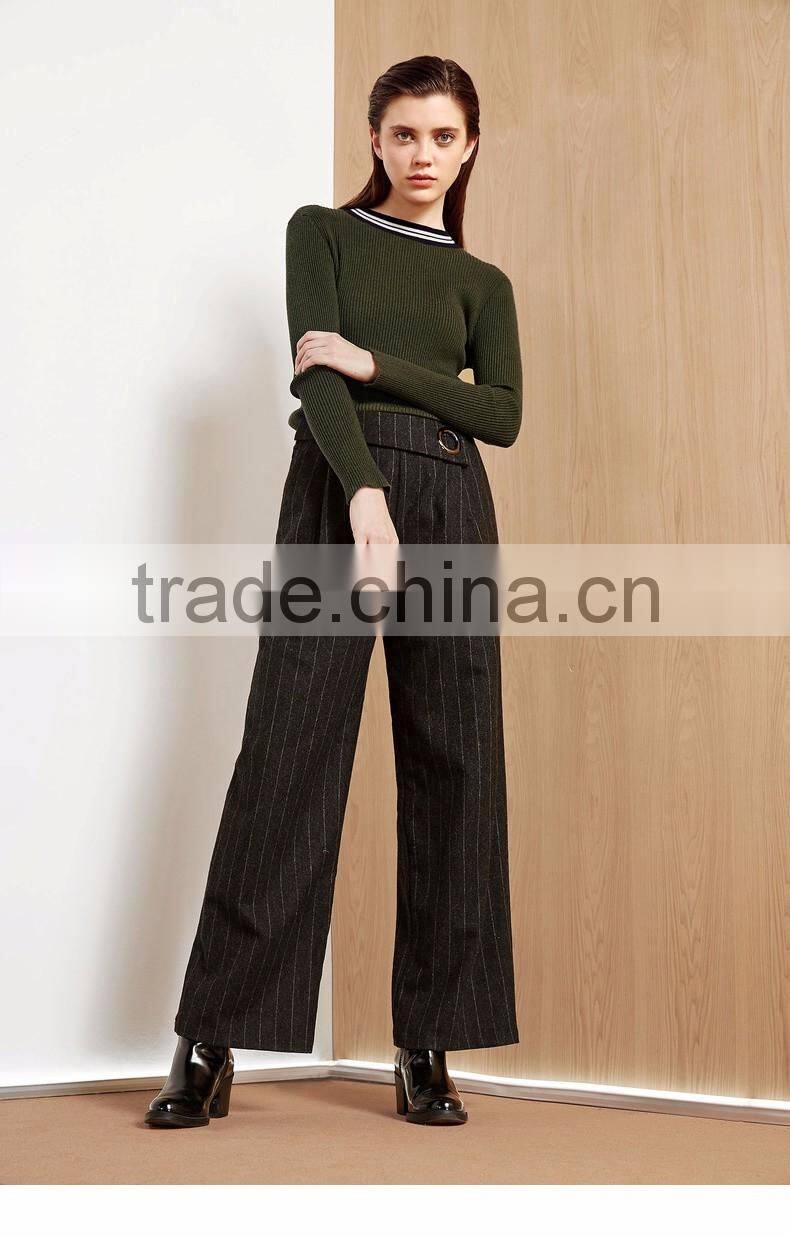 Green color women sweater 2017 fashion round-neck pullover sweater