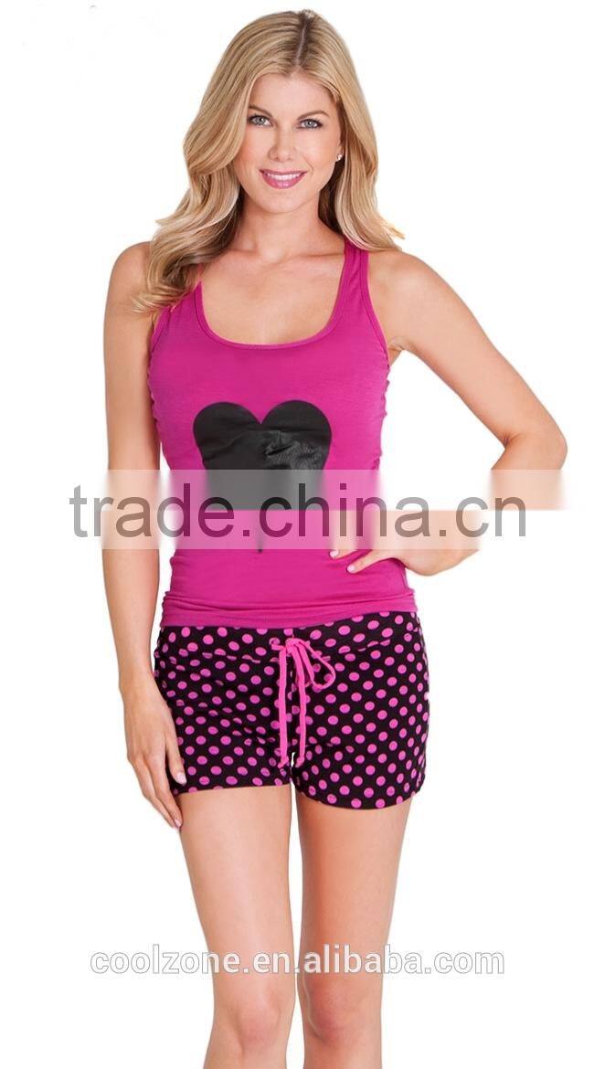Comfortable heart polka dot print pajama fashion pajama set