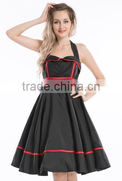 Women's Vintage Rockabilly Swing 1950's Evening Party Dress with Belt