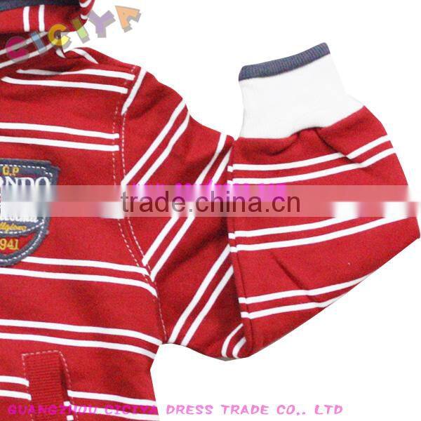 Latest winter design kids red strip fashion hood customized hoodies with hood
