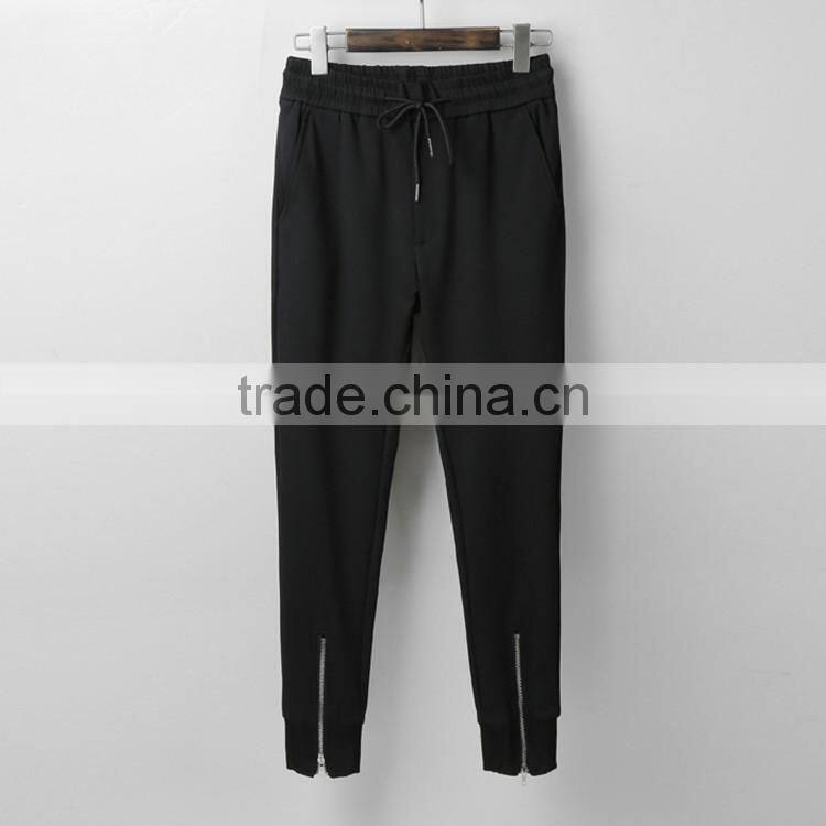custom 100% cotton high quality fleece zipper jogger sweatpants with drawstring and pocket