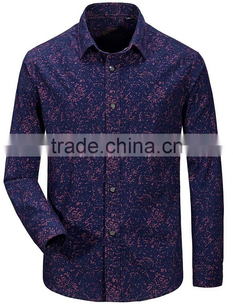 New design men casual shirts floral men european dress shirts