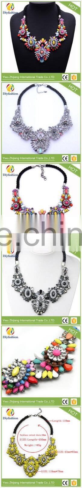 shourouk style Alloy Flower Vintage Statement pendants necklaces Crystal jewelry Fashion Choker Necklace