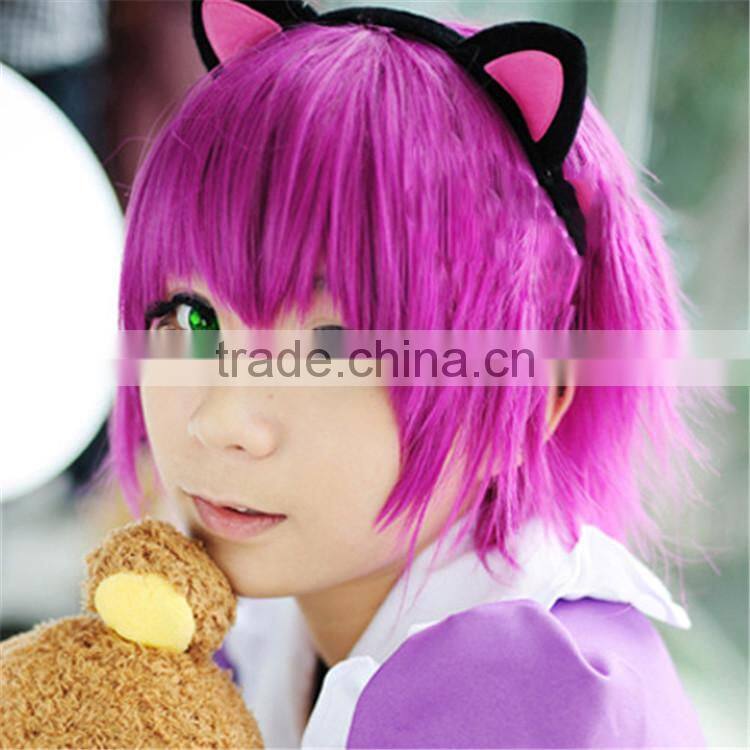 2016 Cheap Fashion Synthetic Hair Wig Rose Red Colored Cosplay Party Wig For Wholesale