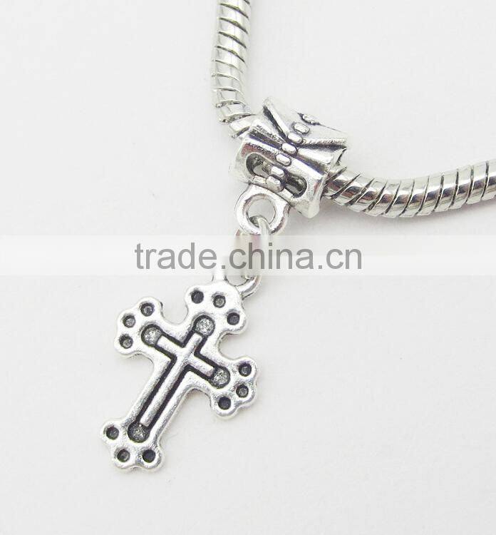 Dangling "Cross" Charm Bead for Snake Chain Charm Bracelet,Charm Bead for Snake Chain Charm Bracelet,encanto cruz