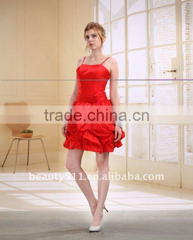 Astergarden Fashionable Short Ruffled Strap Red Cockrail Party Evening Dress as030