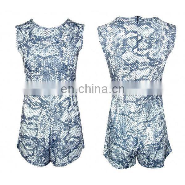 Snake Print Sleeveless Zipper Romper